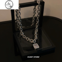 JiMi冷淡风冰糖宝石男卫衣项链女小众设计高级感毛衣链钛钢嘻哈锁骨链