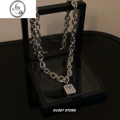 JiMi冷淡风冰糖宝石男卫衣项链女小众设计高级感毛衣链钛钢嘻哈锁骨链