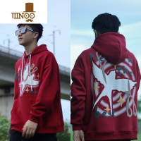 YANXU设计燕子发泡印花连帽卫衣2023款复古宽松男女上衣