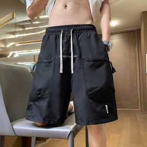 夏季男士薄款休闲宽松五分裤多口袋拉链速干沙滩裤男中裤