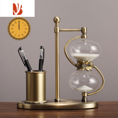 三维工匠金属笔筒沙漏计时器15/30/60分钟北欧办公室桌面摆件创意生日礼物60分钟-白沙