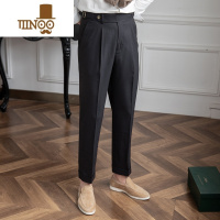 YANXU夏季透气薄款复古高腰裤小众那不勒斯轻奢休闲裤潮男