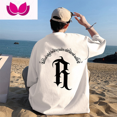 七斓潮牌字母印花短袖T恤男士夏季超薄休闲体恤痞帅美式情侣上衣