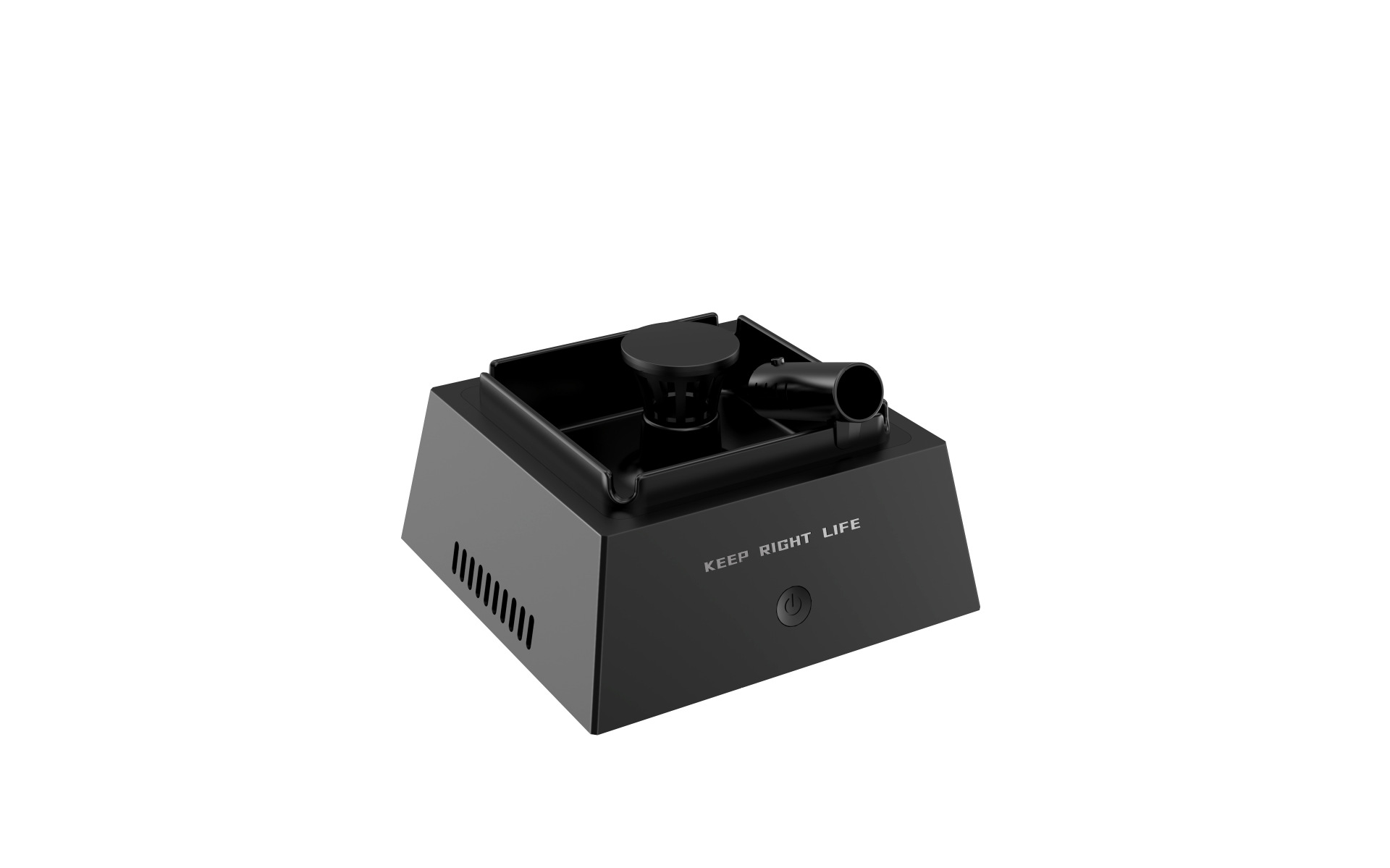 智能净化烟灰缸USB电子灯塔烟灰缸车载除烟味烟灰缸-无灯款黑色