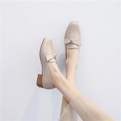 Ideamini平底单鞋女2021春季新款时尚复古英伦风懒人一脚蹬百搭方头乐福鞋