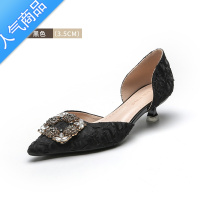 SUNTEK法式高跟鞋女夏细跟2023新款浅口尖头中跟单鞋仙女大码女鞋41一43