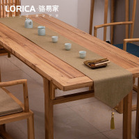 新中式桌旗禅意色棉麻茶几餐桌布日式长条北欧现代简约五斗柜布 平织-麻色 33*330cm(适用桌长2.7米-2.9米)