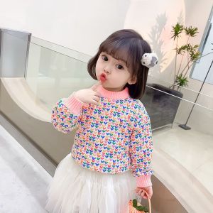女童毛衣加绒加厚2023秋冬新款儿童装洋气小童女孩冬季打底衫