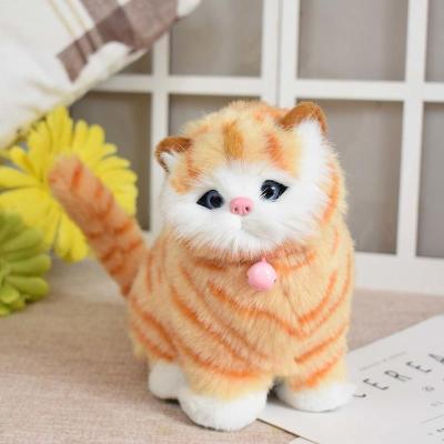 会叫仿真小猫咪玩偶毛绒玩具公仔女士动物模型儿童认知生日礼物仿毛加菲猫送铃铛送发夹