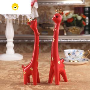 情侣摆件小鹿工艺品客厅酒柜摆设长颈鹿陶瓷家居房间装饰品少女心 JING PING