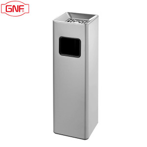 GNF烟灰缸垃圾桶16升长方形座地垃圾桶带烟灰缸室内外不锈钢吸烟桶商用酒店大堂大厅物业写字楼电梯口灭烟桶
