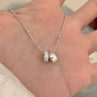 纯银项链锆石转运珠吊坠配饰女款轻奢高级感配裙子锁骨链颈链送女朋友老婆情人节七夕生日礼物