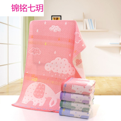 锦铭七玥儿童婴儿纱布浴巾纯棉婴童宝宝包被三层夹棉纱布毛巾被泡泡纱童被