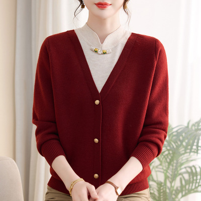 新款女装中老年人衣服时尚加绒妈妈针织衫40-60岁中年女加厚保暖