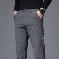 金盾(KIN DON)冬天冰丝裤男士休闲裤冬季厚款修身小脚裤男潮流百搭灰色长裤