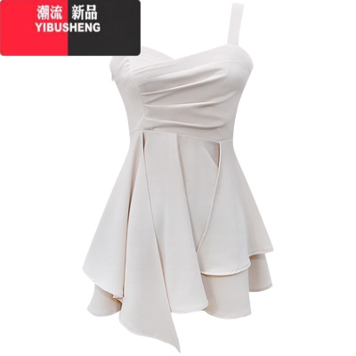 YIBUSHENG吊带裙气质高级感修身显瘦连衣裙女2024新款不规则收腰短裙子季