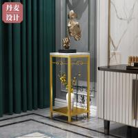 北欧大理石边几角几小茶几边角柜轻奢铁艺金属床头柜收纳客厅