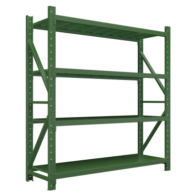 翌嘉 YJ-20028 货架仓储置物架钢制货物储物架每层平均承重500公斤军绿色主架2000*600*2000mm