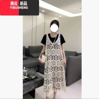 YIBUSHENG复古钩花镂空连衣裙女季2024新款罩衫裙叠穿气质无袖吊带裙长裙