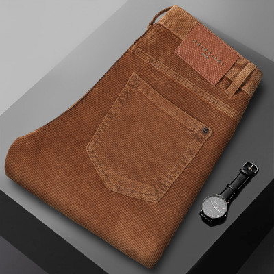 JEEP SPIRIT高品质复古水洗灯芯绒裤男式弹力修身百搭牛仔裤男裤