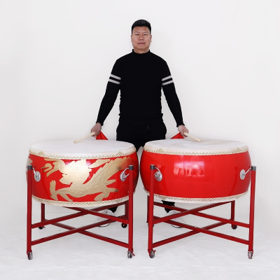 大鼓牛皮鼓龙鼓中国红鼓成人儿童演出扁鼓堂鼓锣鼓乐器舞蹈节奏鼓20寸红鼓+鼓棒