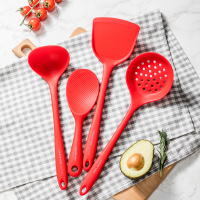 炊大皇硅胶漏勺家用奶嘴级硅胶漏勺 耐高温火锅漏勺专用捞面神器红色LS1003