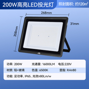 雷士照明220V市电投光灯LED泛光灯铝材高亮度足功率户外照明防水