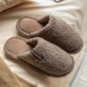 DREHA 情侣秋冬季室内保暖防滑厚底鞋 毛毛拖鞋 44-45(适合43-44的脚穿 )咖色