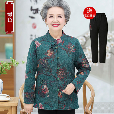迪鲁奥(DILUAO)轻奢品质中国风奶奶装秋装中老年人妈妈春秋针织开衫70岁80老人太太服装60