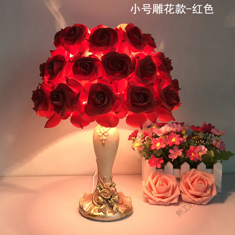 苏宁放心购 水晶台灯卧室床头灯创意婚庆婚房长明灯欧式温馨玫瑰花结婚
