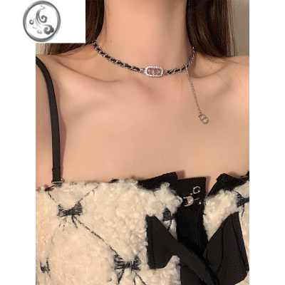 JiMiV小香公主~字母皮质链条双拼项圈女choker小众项链锁骨链颈链