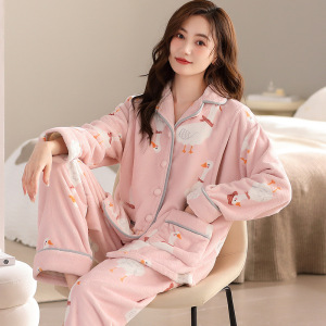 珊瑚绒孕妇睡衣女士秋冬季月子服加厚保暖孕期产后哺乳家居服套装