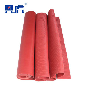 典虎 高压绝缘垫 红色条纹10mm*1m*10m 卷