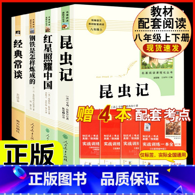 [人教版 必读4册]八上红星+昆虫+八下钢铁+经典常谈 [正版]八年级下册必读名著经典常谈钢铁是怎样炼成的原著人民教育出