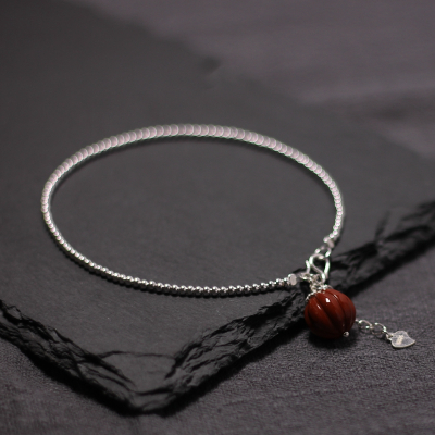 原创银饰银珠手串纯银手链复古圆珠个性民族饰品转运南红玛瑙南瓜送女朋友老婆情人节七夕生日礼物