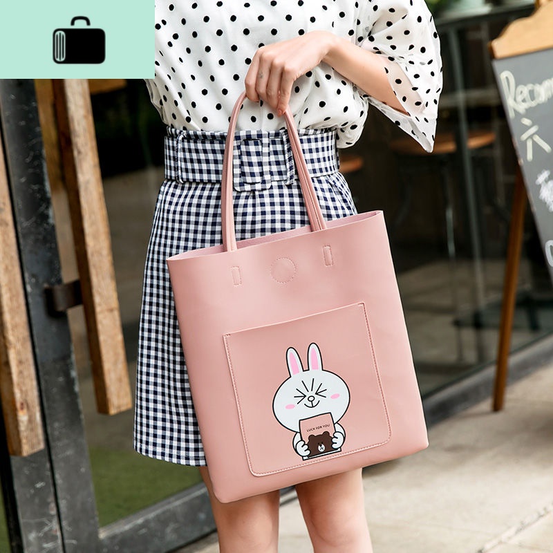 大学生上课单肩包手提包软皮少女手拎包装书韩版购物袋校园大容量NEW LAKE