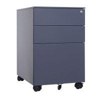 臻远 ZY-HDGB-04 钢制活动柜办公文件柜三抽储物矮柜 侧拉款深灰色