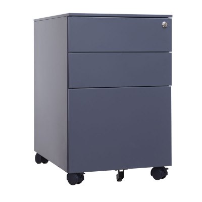 臻远 ZY-HDGB-04 钢制活动柜办公文件柜三抽储物矮柜 侧拉款深灰色