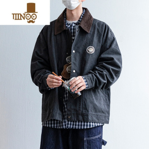 YANXU日系复古翻领夹克男秋季港风ins痞帅休闲百搭宽松衣服男装外套潮