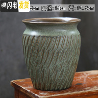 三维工匠多肉花盆大号陶瓷创意简约绿植复古粗陶陶罐植物组合盆栽透气 藏青色XL37 大花盆容器