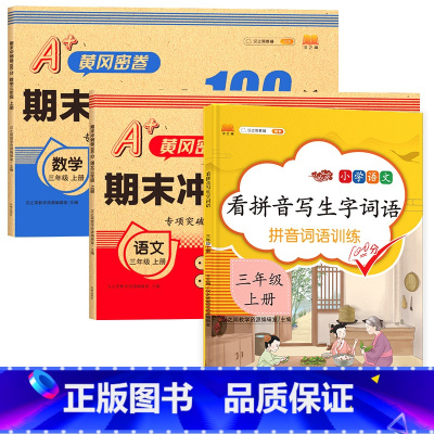 [3册]看拼音写生字词语+小学语数试卷 小学三年级 [正版]看拼音写词语三年级上册人教版小学语文字词同步训练拼音拼读写汉