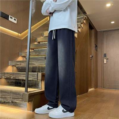 美式潮牌休闲裤男士2026春秋新款宽松垂感直筒裤抽绳阔腿裤子男款