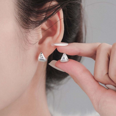s925银针几何素圈耳环女简约小众设计冷淡风耳圈精致个性独特耳饰送女朋友老婆情人节七夕生日礼物
