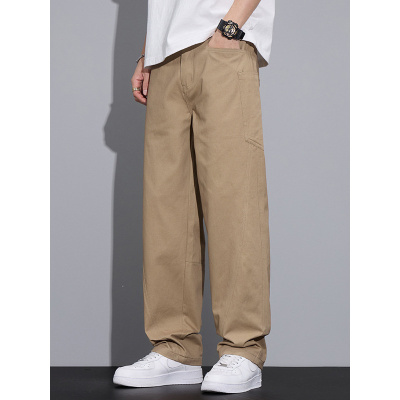美式工装男士纯棉休闲裤男高档潮流宽松垂感阔腿帅气直筒运动长裤