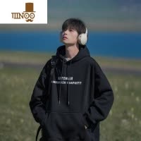YANXU@ 420g印花连帽卫衣男秋季日系复古男生帽衫外套