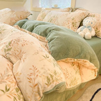 冬季加厚保暖牛奶绒四件套新款双面珊瑚绒被套法兰绒加绒床单