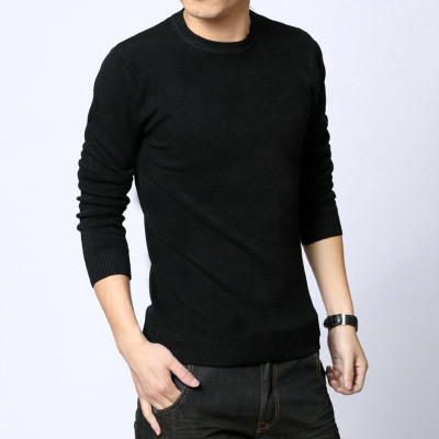 2019秋秋季新款男士长袖韩版T恤针织套头青少年打底衫潮修身男装臻依缘