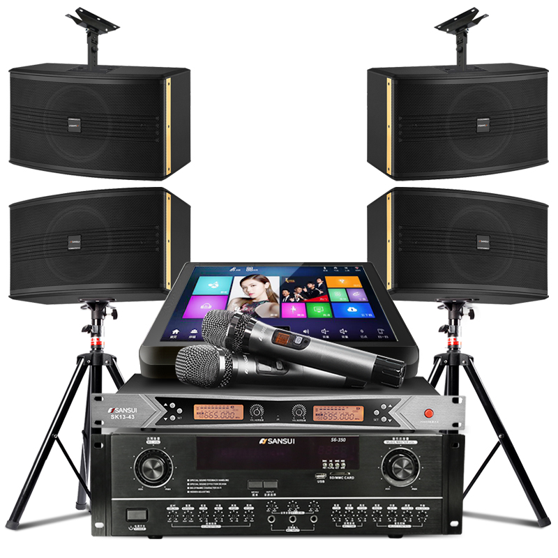 山水(SANSUI) 两对SP2-10套装家庭影院家用客厅会议室专业组合音箱电视KTV音响拓浦发500G台式点歌机K歌