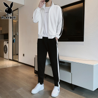 花花公子春季套装男士新款运动服潮牌搭配帅气休闲宽松卫衣一套男