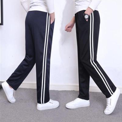校服裤子两条杠裤男女校服裤高中初中深蓝色黑色直筒校裤